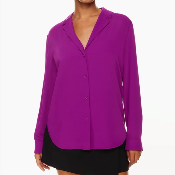 NWOT BABATON Long-sleeve Button-Up Purple Blouse - Picture 2 of 12